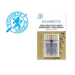 Univerzální dvojjehla SCHMETZ TWIN 130/705 H rozpich 1,6mm, 2x70.Univerzální dvoujehla SCHMETZ na plátno.